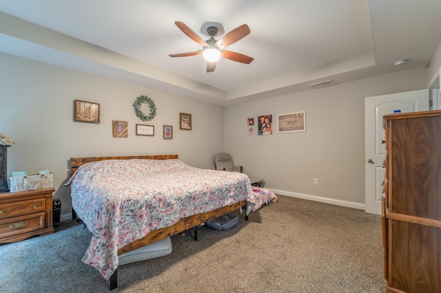 140 Central Park Ave, Berea, KY 40403 - bedroom with carpet flooring, a raised ceiling, baseboards, and ceiling fan
