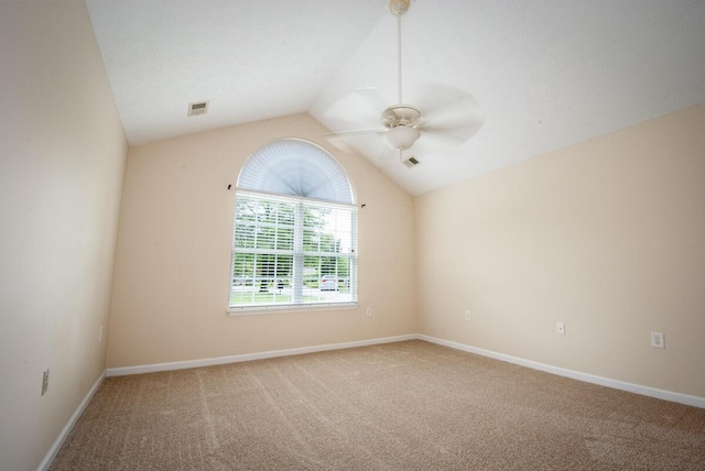 102 Academy Dr, Wilmore, KY 40390 - carpeted empty room with a ceiling fan, lofted ceiling, and baseboards