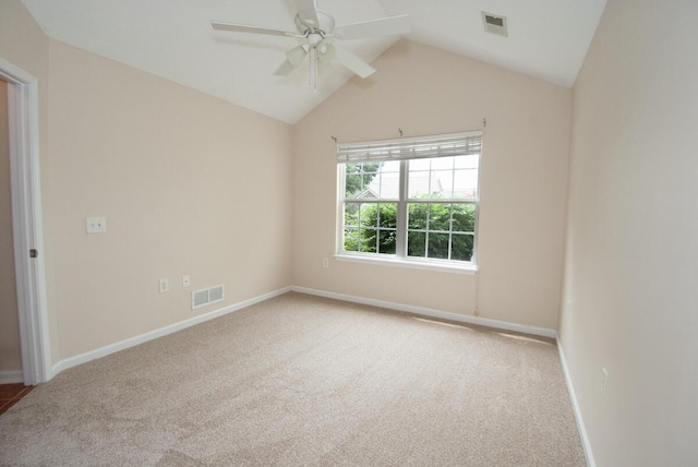 102 Academy Dr, Wilmore, KY 40390 - empty room with carpet flooring, a ceiling fan, vaulted ceiling, and baseboards