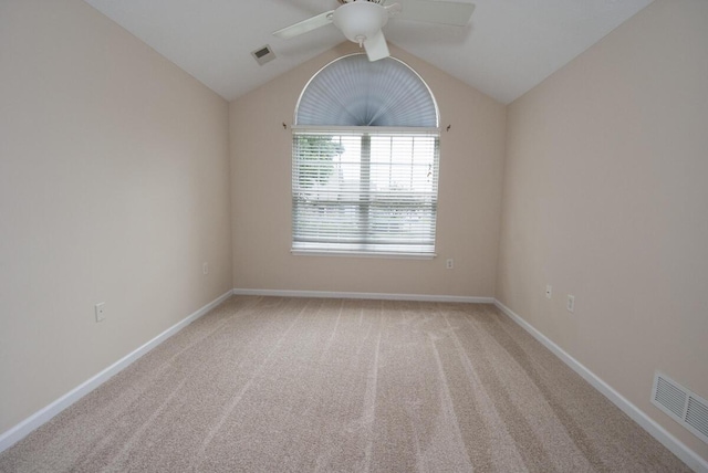 102 Academy Dr, Wilmore, KY 40390 - empty room with ceiling fan, lofted ceiling, baseboards, and light carpet