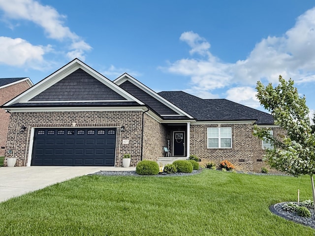 627 Fourwinds Dr, Richmond, KY 40475 - view of front of home featuring brick siding, driveway, a front yard, and an attached garage