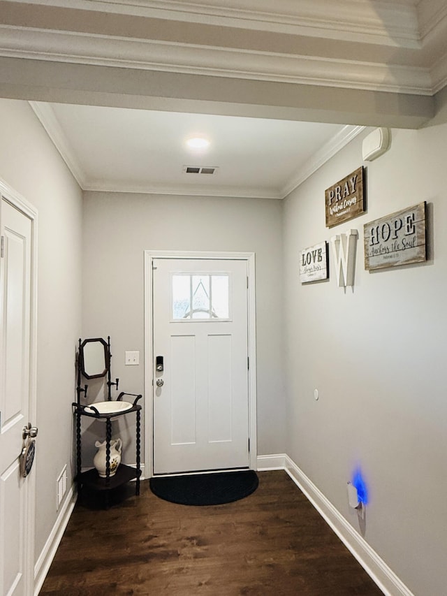627 Fourwinds Dr, Richmond, KY 40475 - foyer featuring dark wood finished floors, ornamental molding, and baseboards