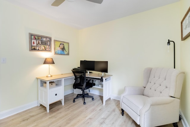 913 W 8th St, Corbin, KY 40701 - office with light wood-style floors, a ceiling fan, and baseboards