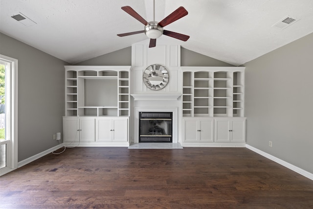 1109 Seville Ct, Lexington, KY 40515 - unfurnished living room with vaulted ceiling, ceiling fan, a fireplace, wood finished floors, and baseboards