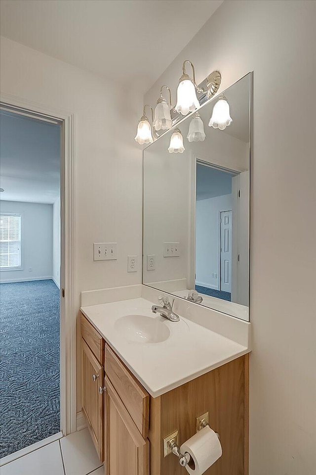3373 Malone Dr, Lexington, KY 40513 - bathroom featuring vanity and a chandelier