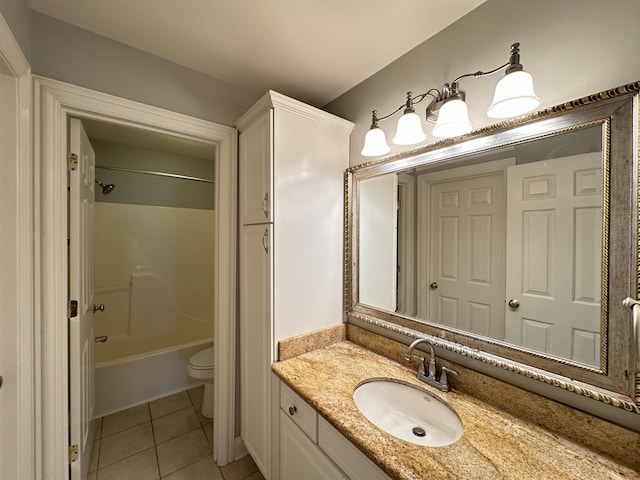 3217 Malone Dr, Lexington, KY 40513 - bathroom with vanity, tile patterned flooring, toilet, and shower / tub combination