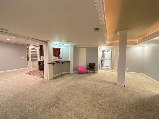 3217 Malone Dr, Lexington, KY 40513 - finished below grade area with light carpet, crown molding, and baseboards