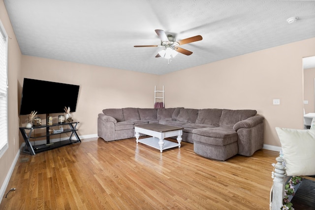 15 April Ln, Corbin, KY 40701 - living area with a ceiling fan, light wood finished floors, and baseboards