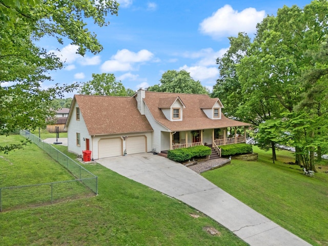 2003 Cresent Cir, Corbin, KY 40701 - new england style home featuring a porch, a garage, concrete driveway, and a shingled roof