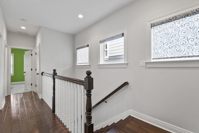 10910 Kings Crown Dr, Prospect, KY 40059 - stairway featuring hardwood / wood-style floors, baseboards, and recessed lighting