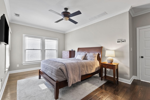 10910 Kings Crown Dr, Prospect, KY 40059 - bedroom featuring wood finished floors, baseboards, crown molding, and a ceiling fan