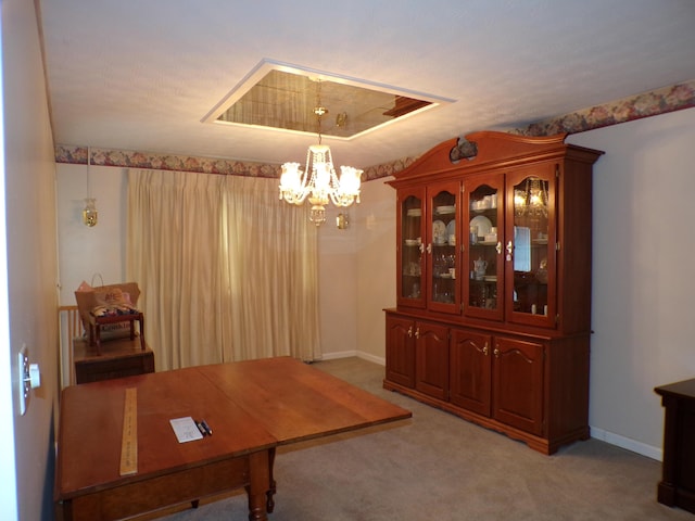706 Allf Ln, London, KY 40741 - dining space with a chandelier, light colored carpet, and baseboards