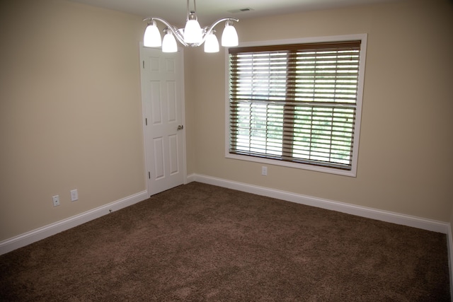 4745 Willman Way, Lexington, KY 40509 - empty room featuring dark colored carpet, a chandelier, and baseboards