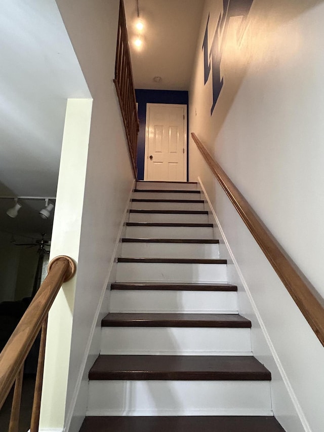 1125 Turkey Foot Rd Unit 3, Lexington, KY 40502 - stairs with ceiling fan and track lighting