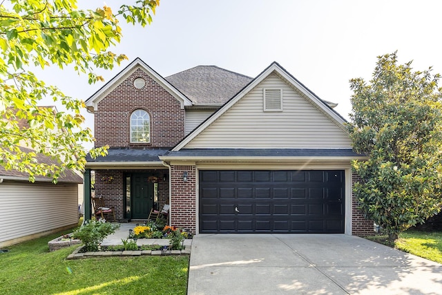 753 Woodhaven Pl, Lexington, KY 40514 - traditional-style home with brick siding, concrete driveway, an attached garage, and a shingled roof