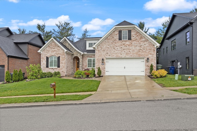 4291 Captains Ct, Lexington, KY 40513 - traditional home with brick siding, a front lawn, driveway, an attached garage, and roof with shingles