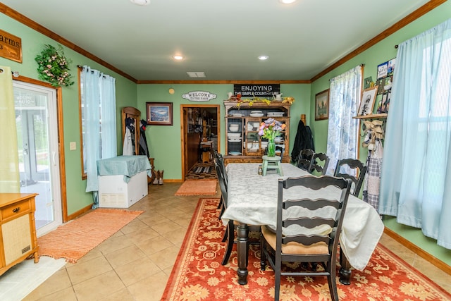 3900 Upper Sharpsburg, Carlisle, KY 40311 - dining room featuring ornamental molding, baseboards, light tile patterned floors, and recessed lighting