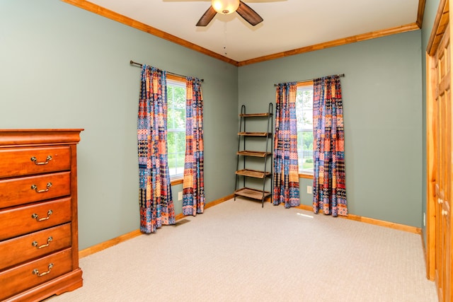 3900 Upper Sharpsburg, Carlisle, KY 40311 - miscellaneous room with ornamental molding, ceiling fan, carpet flooring, and baseboards