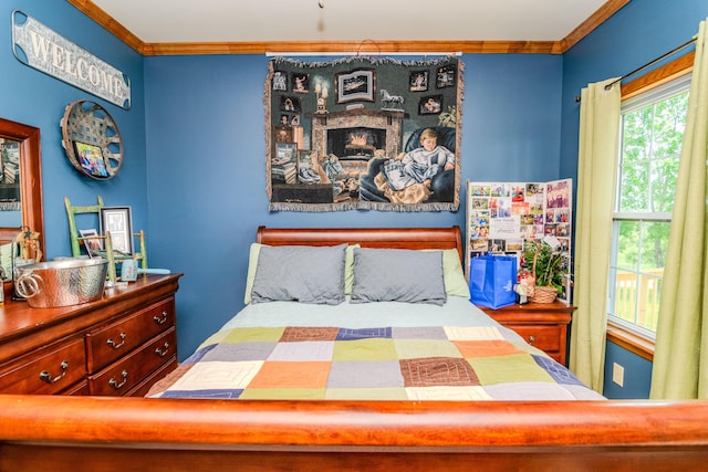 3900 Upper Sharpsburg, Carlisle, KY 40311 - bedroom with crown molding and a fireplace
