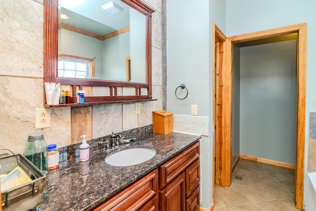 3900 Upper Sharpsburg, Carlisle, KY 40311 - bathroom featuring vanity, tile patterned floors, and baseboards