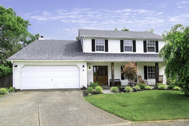 113 Bramble Ct, Nicholasville, KY 40356 - view of front of home with concrete driveway, a garage, covered porch, and roof with shingles