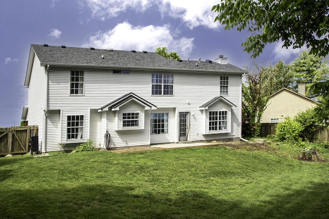 113 Bramble Ct, Nicholasville, KY 40356 - rear view of property with a chimney, a patio area, and a shingled roof