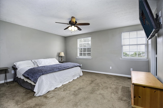 113 Bramble Ct, Nicholasville, KY 40356 - bedroom featuring baseboards, carpet, a textured ceiling, and a ceiling fan