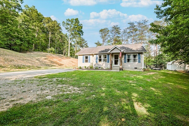 1008 Ramsey Branch Rd, Artemus, KY 40903 - view of front facade with crawl space, a front yard, and asphalt driveway
