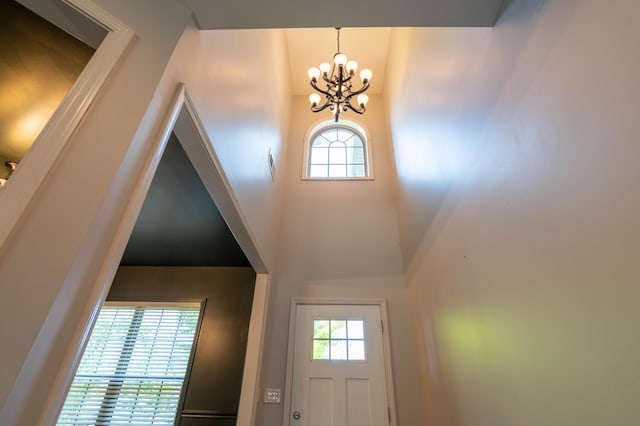 1805 Rachels Run, Lexington, KY 40509 - entrance foyer with a chandelier, a high ceiling, and plenty of natural light