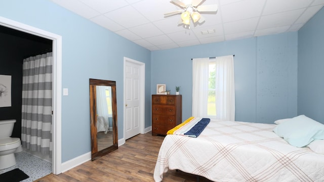 754 Countryside Cir, Mount Vernon, KY 40456 - bedroom featuring wood finished floors, a paneled ceiling, baseboards, and ceiling fan