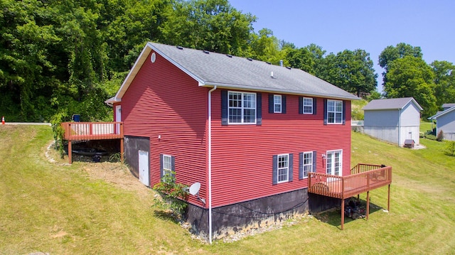 754 Countryside Cir, Mount Vernon, KY 40456 - view of home's exterior with a wooden deck and a lawn