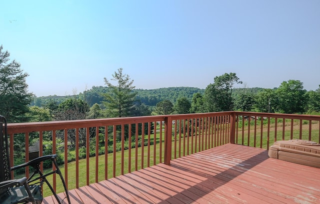 754 Countryside Cir, Mount Vernon, KY 40456 - deck featuring a forest view and a lawn
