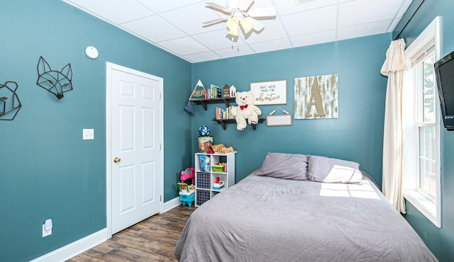 754 Countryside Cir, Mount Vernon, KY 40456 - bedroom with a paneled ceiling, wood finished floors, baseboards, and a ceiling fan