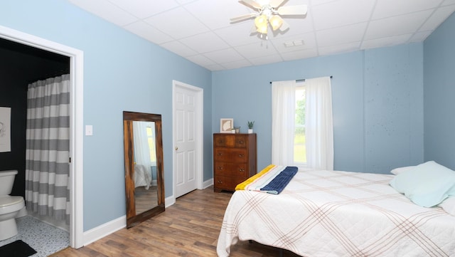 754 Countryside Cir, Mount Vernon, KY 40456 - bedroom with wood finished floors, a paneled ceiling, baseboards, and a ceiling fan