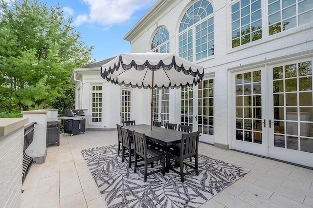 1617 Harmony Hall Ln, Lexington, KY 40502 - view of patio with french doors, outdoor dining area, and area for grilling