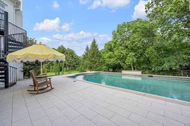 1617 Harmony Hall Ln, Lexington, KY 40502 - outdoor pool featuring stairway and a patio area