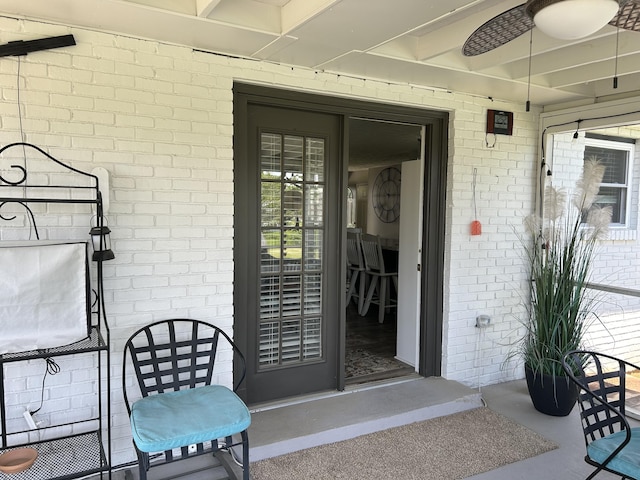 609 Clintonville Rd, Winchester, KY 40391 - doorway to property with brick siding and ceiling fan