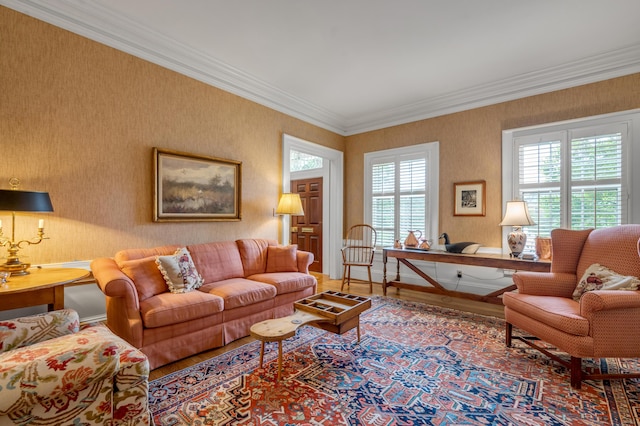 100 Idle Hour Dr Unit 8, Lexington, KY 40502 - living area with wood finished floors, wallpapered walls, ornamental molding, and baseboards