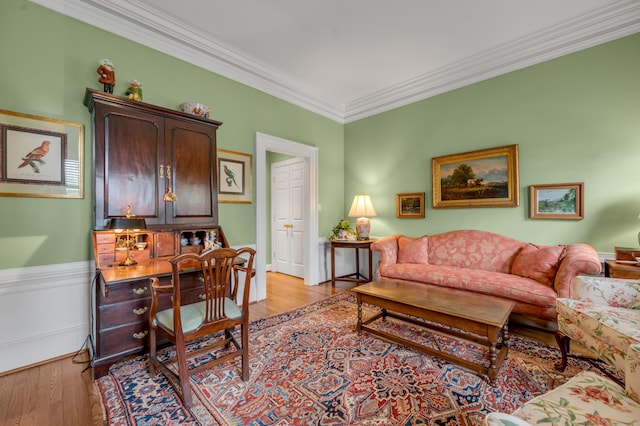 100 Idle Hour Dr Unit 8, Lexington, KY 40502 - office area featuring crown molding, light wood-style floors, and a wainscoted wall