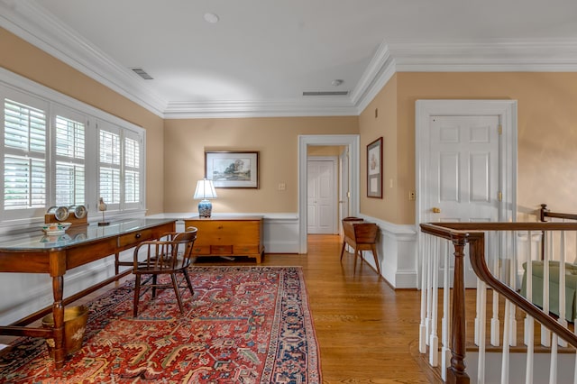 100 Idle Hour Dr Unit 8, Lexington, KY 40502 - office area featuring crown molding, light wood-style flooring, and wainscoting