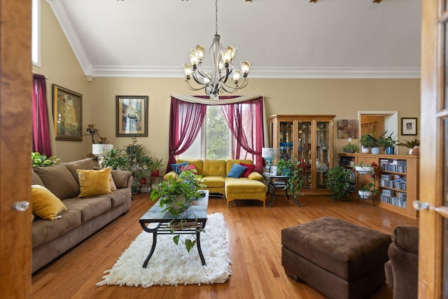 137 Indian Cave Subdivision, Monticello, KY 42633 - living room featuring ornamental molding, a chandelier, and wood finished floors