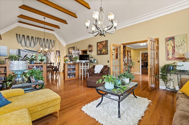 137 Indian Cave Subdivision, Monticello, KY 42633 - living room featuring a chandelier, wood finished floors, and baseboards