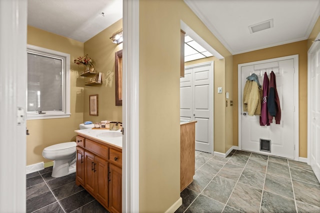 137 Indian Cave Subdivision, Monticello, KY 42633 - bathroom featuring vanity, baseboards, toilet, and stone finish flooring