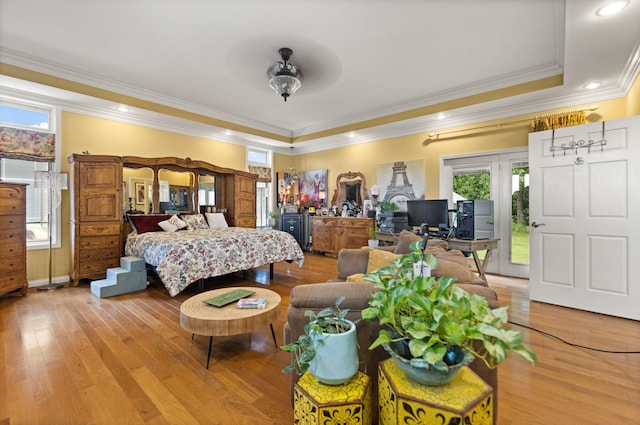 137 Indian Cave Subdivision, Monticello, KY 42633 - bedroom featuring light wood finished floors, ornamental molding, and access to exterior