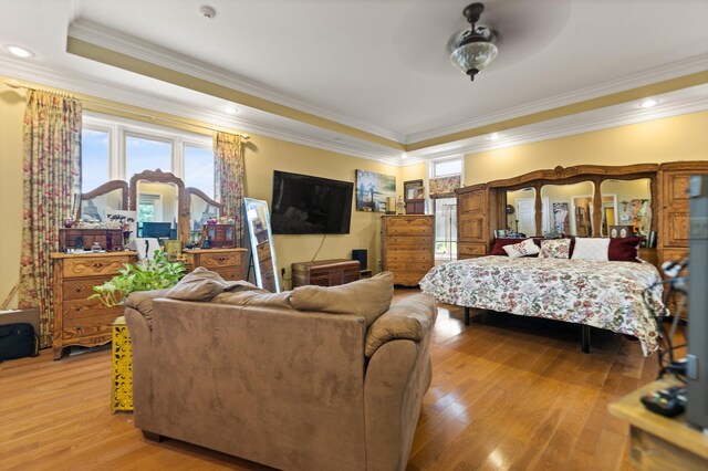 137 Indian Cave Subdivision, Monticello, KY 42633 - bedroom featuring multiple windows, light wood-style flooring, crown molding, a raised ceiling, and recessed lighting