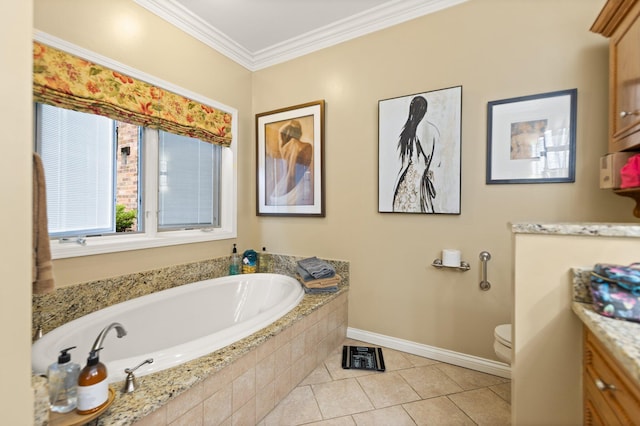 137 Indian Cave Subdivision, Monticello, KY 42633 - full bathroom featuring a garden tub, vanity, tile patterned flooring, baseboards, and toilet