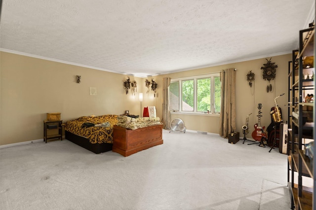 137 Indian Cave Subdivision, Monticello, KY 42633 - bedroom featuring a textured ceiling, ornamental molding, light carpet, and baseboards
