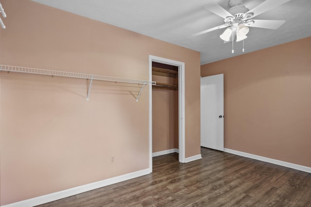 3744 Appian Way, Lexington, KY 40517 - unfurnished bedroom with dark wood-style flooring, a closet, and ceiling fan