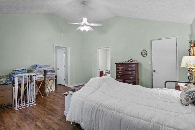 3744 Appian Way, Lexington, KY 40517 - bedroom featuring wood finished floors, high vaulted ceiling, and ceiling fan