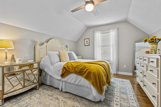594 Earlymeade Dr, Winchester, KY 40391 - bedroom with vaulted ceiling, wood finished floors, ceiling fan, and baseboards